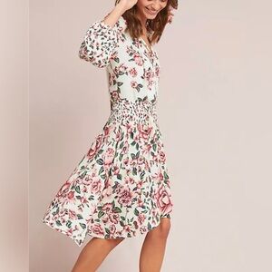 FARM Rio Anthropology Annabel smocked  Floral Print Dress